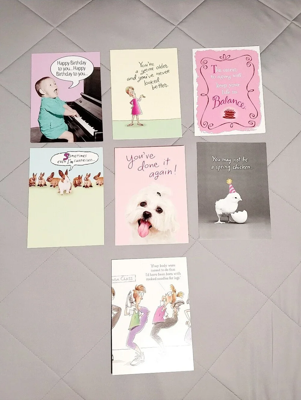 License-2-Laff Assorted Pastel Aging Birthday Cards -Set Of 7 With Envelopes